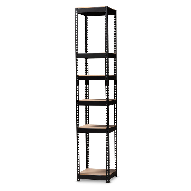 Gavin 5-Shelf Closet Storage Organizer Modern Black Metal Racking System for Efficient Home Organization