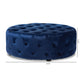 Cardiff Ottoman Royal Blue Velvet Fabric Upholstered Button Tufted Cocktail