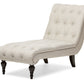 Layla Chaise Lounge Mid-century Modern Light Beige Fabric Upholstered Button-tufted