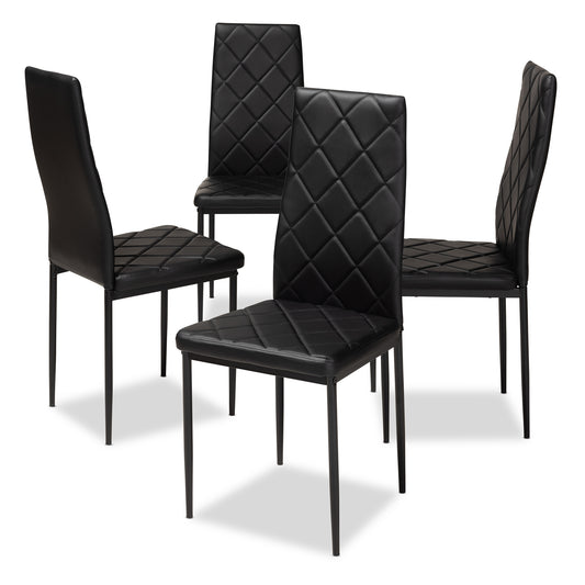 Blaise Dining Chair Modern and Contemporary Black Faux Leather Upholstered Set of 4