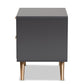 Kelson Nightstand Modern Dark Grey and Gold Finished Wood 2-Drawer Nightstand for Bedroom Storage and Style