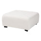 Athena Square Ottoman Modern Ivory Boucle Upholstered with Black Wood Base Stylish Accent Furniture for Living Room or Bedroom