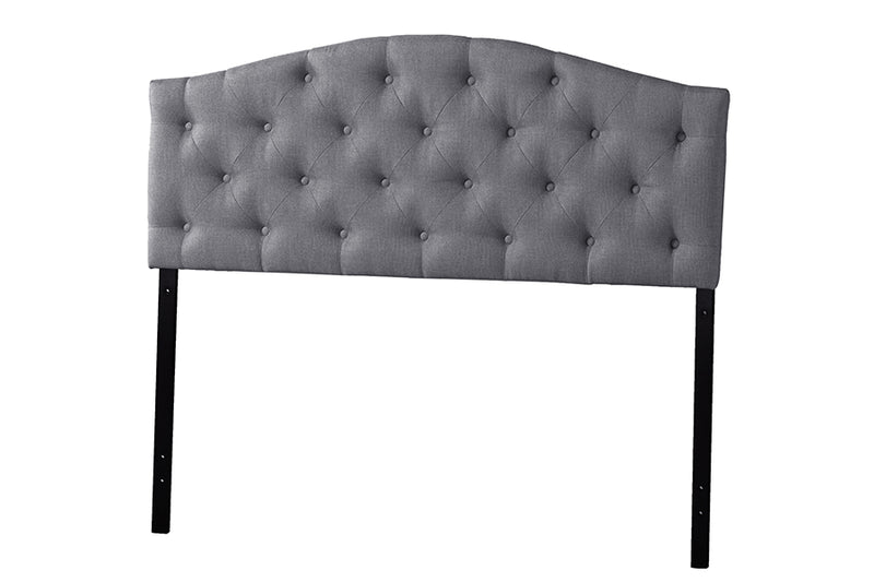 Myra Headboard - Modern and Contemporary Black Faux Leather Upholstered Button-Tufted Scalloped Design