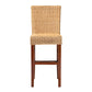 Racquel Bar Stool Modern Bohemian Design Natural Rattan and Mahogany Wood for Stylish Seating