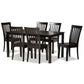 Erion Dining Set Modern and Contemporary Dark Brown Finished Wood 7-Piece