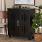 Renley Shoe Storage Cabinet Modern Black Finished Wood 2-Door Organizer for Entryway and Hallway