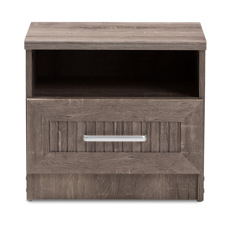 Gallia Nightstand Modern Oak Brown Finished 1-Drawer Bedside Table with Storage