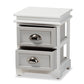 Cachet Modern Two-Tone Grey and White Wood End Table with 2 Drawers for Stylish Living Room Storage