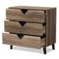 Wales Modern 3-Drawer Chest in Light Brown Wood - Stylish Storage for Contemporary Bedrooms and Living Spaces