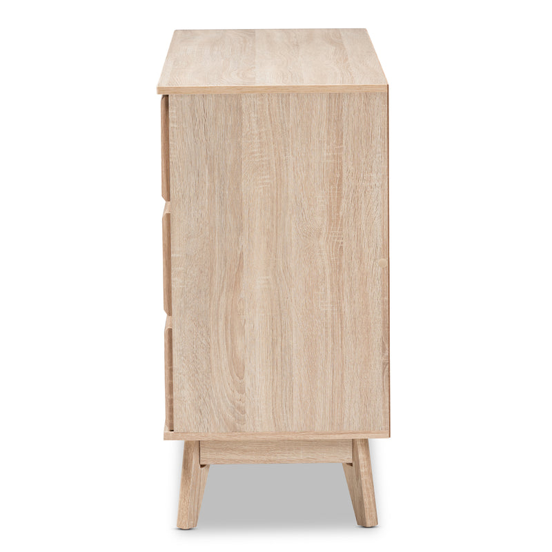 Miren Mid-Century Modern Dresser with 6 Drawers in Light Oak and Dark Grey for Stylish Bedroom Storage