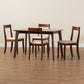 Carola Dining Set Mid-Century Modern Cream Fabric and Dark Brown Finished Wood 5-Piece