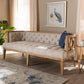 Agnes Sofa French Provincial Beige Linen Upholstered with White-Washed Oak Frame, Elegant Living Room Furniture, Classic Design