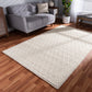 Madibah Area Rug Modern Handwoven Ivory Wool Carpet for Living Room and Home Decor