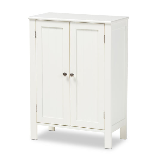 Thelma Cottage Wood Multipurpose Storage Cabinet White 2-Door Farmhouse Style Organizer for Home and Office Use