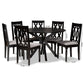 Callie Dining Set Modern Contemporary Grey Fabric Upholstered Dark Brown Finished Wood 7-Piece