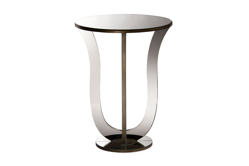 Kylie Mirrored Accent Side Table in Modern Contemporary Hollywood Regency Glamour Style