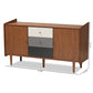 Halden Sideboard Mid-Century Modern 2-Door Buffet in Multicolor Walnut Brown and Grey Finished Wood for Dining Room Storage and Display