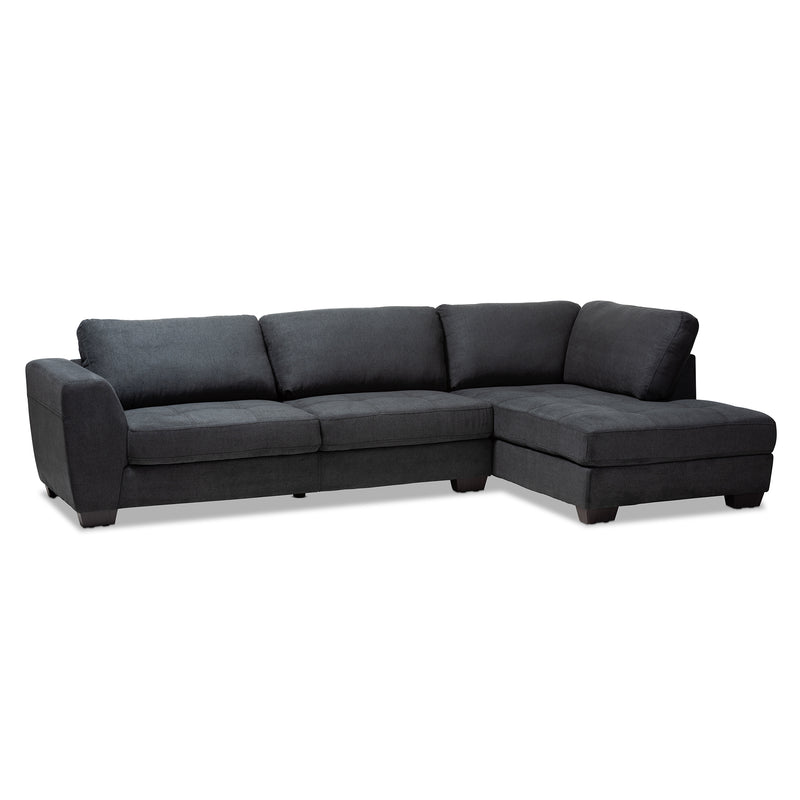 Petra Sectional Sofa Modern and Contemporary Charcoal Fabric Upholstered Right Facing