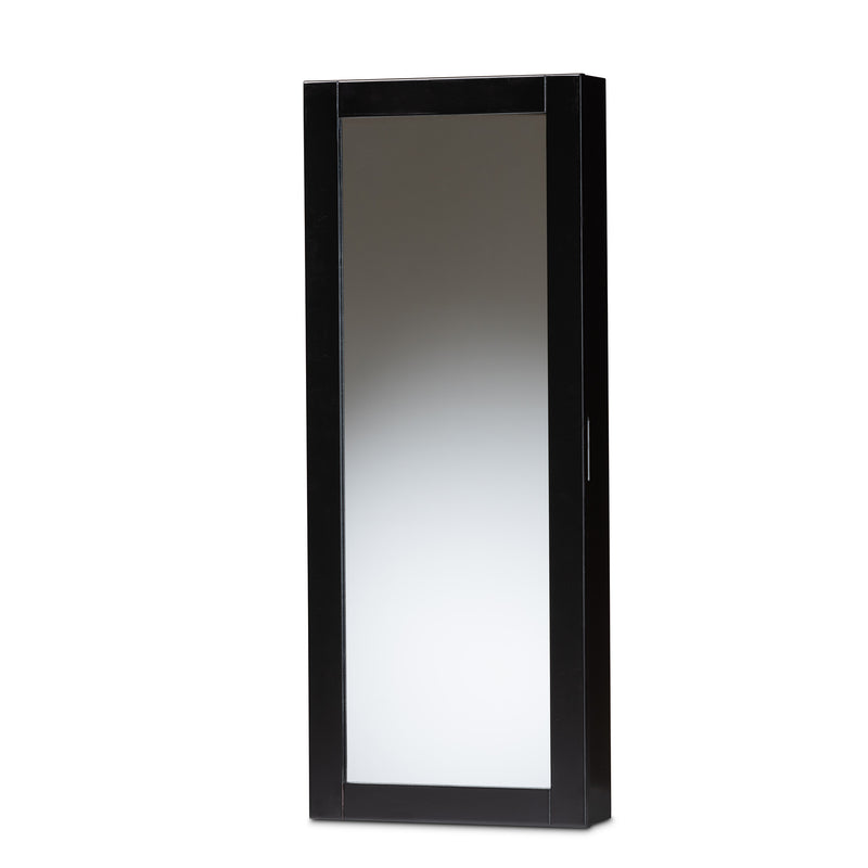 Pontus Jewelry Armoire Modern and Contemporary Black Finished Wood Wall-Mountable with Mirror