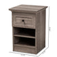 Dara Nightstand Traditional Grey Brown Oak Finished Wood with 1 Drawer for Bedroom Storage