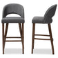 Melrose Bar Stool Mid-Century Modern Dark Grey Fabric Upholstered Walnut Finished Wood (Set of 2)