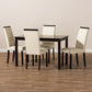 Daveney 5-Piece Dining Set in Modern Cream Faux Leather for Stylish Dining Rooms