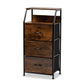 Jacop Modern Industrial 3-Drawer Storage Cabinet in Walnut Brown Wood and Black Metal for Stylish Organization