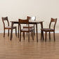 Adreana Dining Set Mid-Century Modern 5-Piece Collection with Warm Grey Fabric and Dark Brown Wood Finish