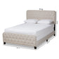 Annalisa Panel Bed - Modern Transitional Beige Fabric Upholstered Button Tufted