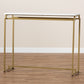 Renzo Console Table Modern Contemporary Design Brushed Gold Metal Frame Faux Marble Top