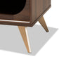 Dena TV Stand Mid-Century Modern Walnut Brown Wood with Gold Finish for Stylish Living Room Storage and Entertainment