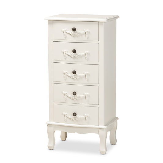 Callen 5-Drawer Chest Classic White Finished Wood Storage Furniture for Bedroom or Living Room