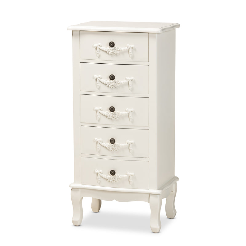 Callen 5-Drawer Chest Classic White Finished Wood Storage Furniture for Bedroom or Living Room