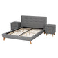 Jonesy Full Size 3-Piece Bedroom Set Mid-Century Modern Grey Fabric Upholstered Furniture for Stylish Bedrooms