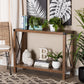 Rumi Modern Farmhouse Console Table Natural Brown Wood with Black Metal Accents for Stylish Entryway or Living Room Decor