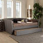 Delora Daybed - Modern and Contemporary Beige Fabric Upholstered with Roll-Out Trundle Bed