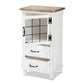 Faron Storage Cabinet Classic Farmhouse Style Two-Tone Distressed White and Oak Brown Finish with 2 Drawers for Organized Storage