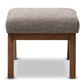 Aberdeen Ottoman Mid-Century Modern Design with Walnut Finish and Gravel Fabric Upholstery for Stylish Home Decor