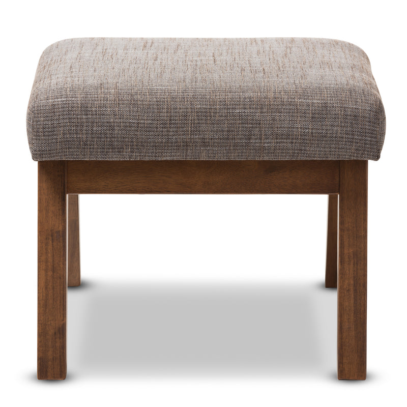 Aberdeen Ottoman Mid-Century Modern Design with Walnut Finish and Gravel Fabric Upholstery for Stylish Home Decor