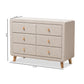 Jonesy Dresser - Mid-Century Beige Linen Upholstered 6-Drawer