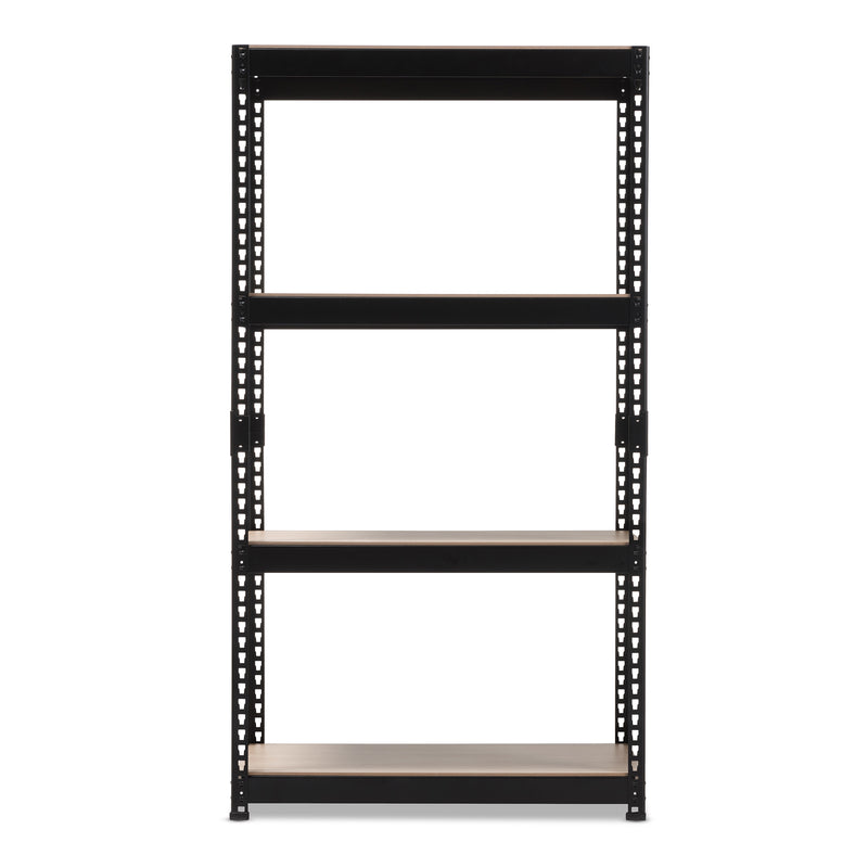 Cody Black Metal 4-Shelf Storage Rack - Versatile Shelving Unit for Home, Office, or Garage Organization