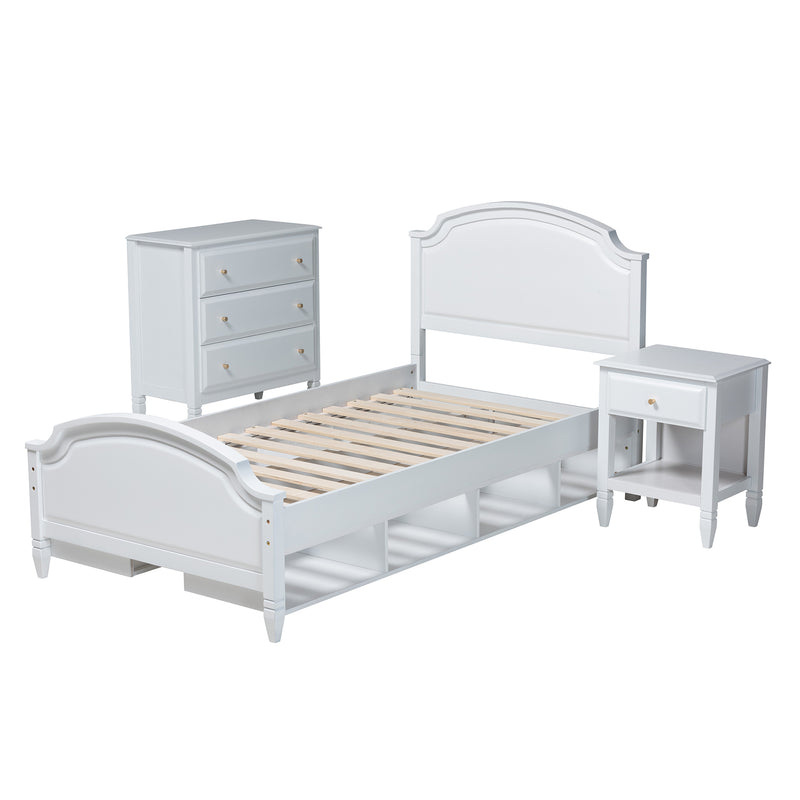 Elise Twin Size 3-Piece Bedroom Set in Classic White Finished Wood for Stylish Kids or Guest Rooms