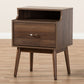 Disa Mid-Century Modern Nightstand Walnut Brown Finish with Storage Drawer and Stylish Design