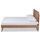 Asami Platform Bed - Mid-Century Modern Walnut Brown Finished Wood and Synthetic Rattan