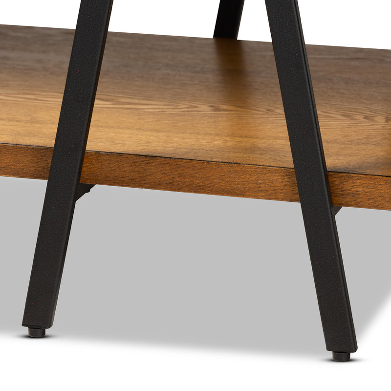 Britton Console Table Rustic Industrial Design with Walnut Wood and Black Metal Accents