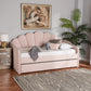 Timila Daybed - Modern and Contemporary Light Pink Velvet Fabric Upholstered with Trundle