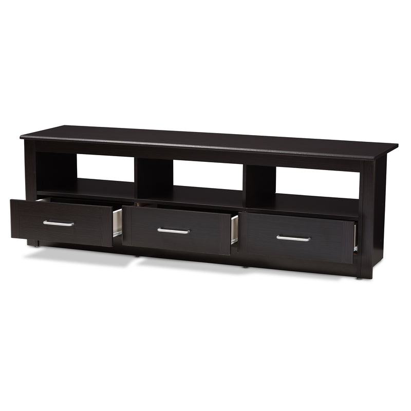 Ryleigh TV Stand Modern Wenge Brown Finished Entertainment Center with Storage for Living Room