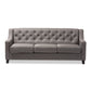 Arcadia Sofa Modern and Contemporary Grey Fabric Upholstered Button-Tufted Living Room 3-Seater