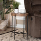 Savion End Table Modern Industrial Design with Walnut Brown Wood and Black Metal Accents