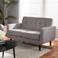 Carina Loveseat Mid-Century Modern Dark Grey Fabric Upholstered